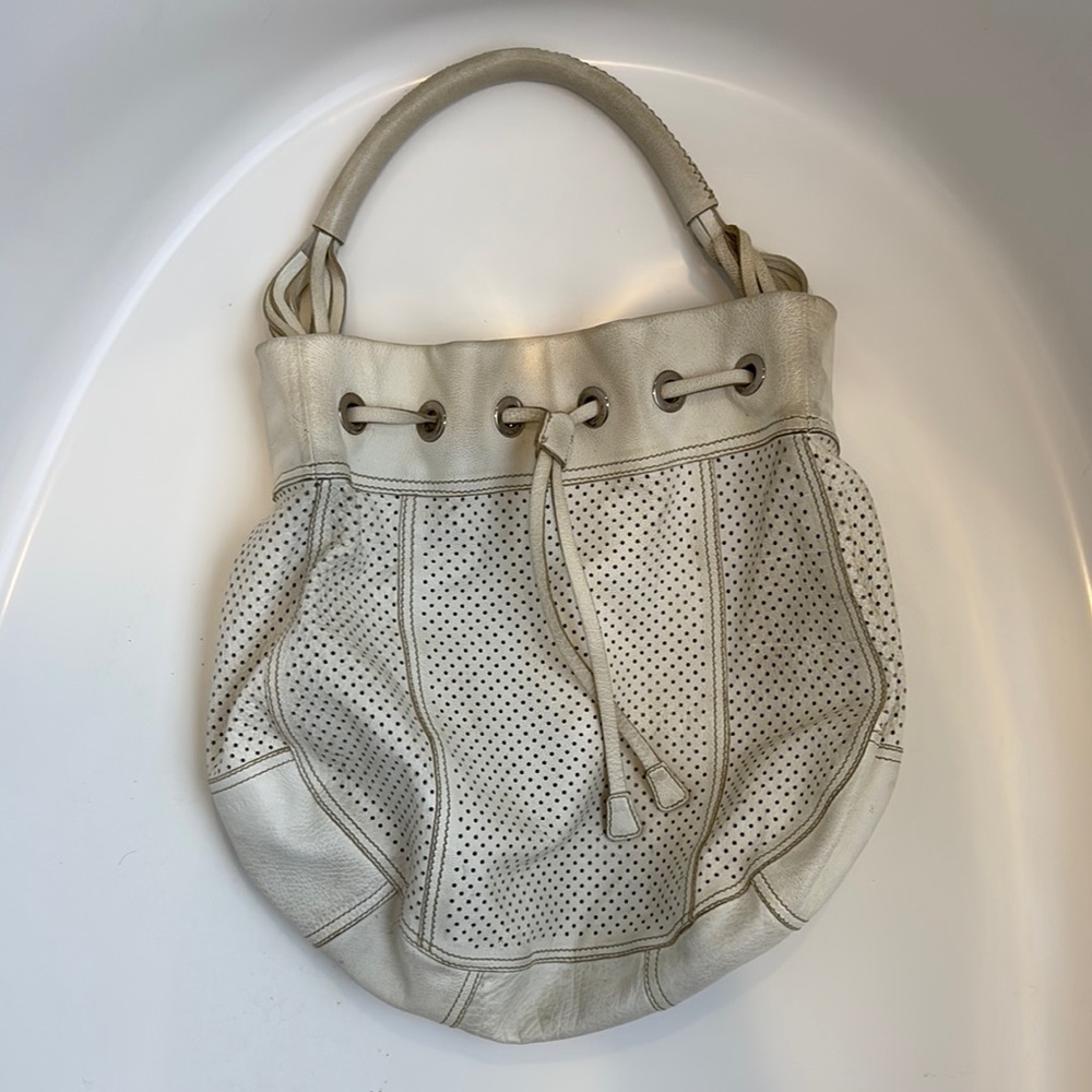 Elegant Cream Leather Tote Bag